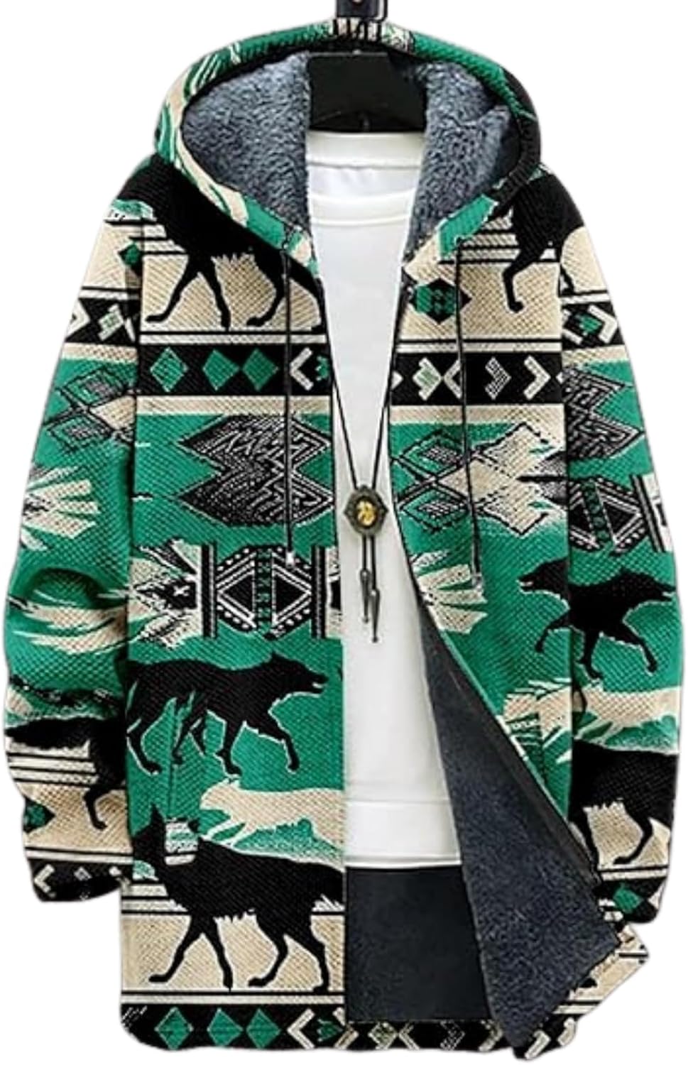 Scapodo Men's Hooded Sweater Coat Knit Fleece Lined Long Cardigan Jacket with Zip Front Pocket Vintage Casual Zip Up