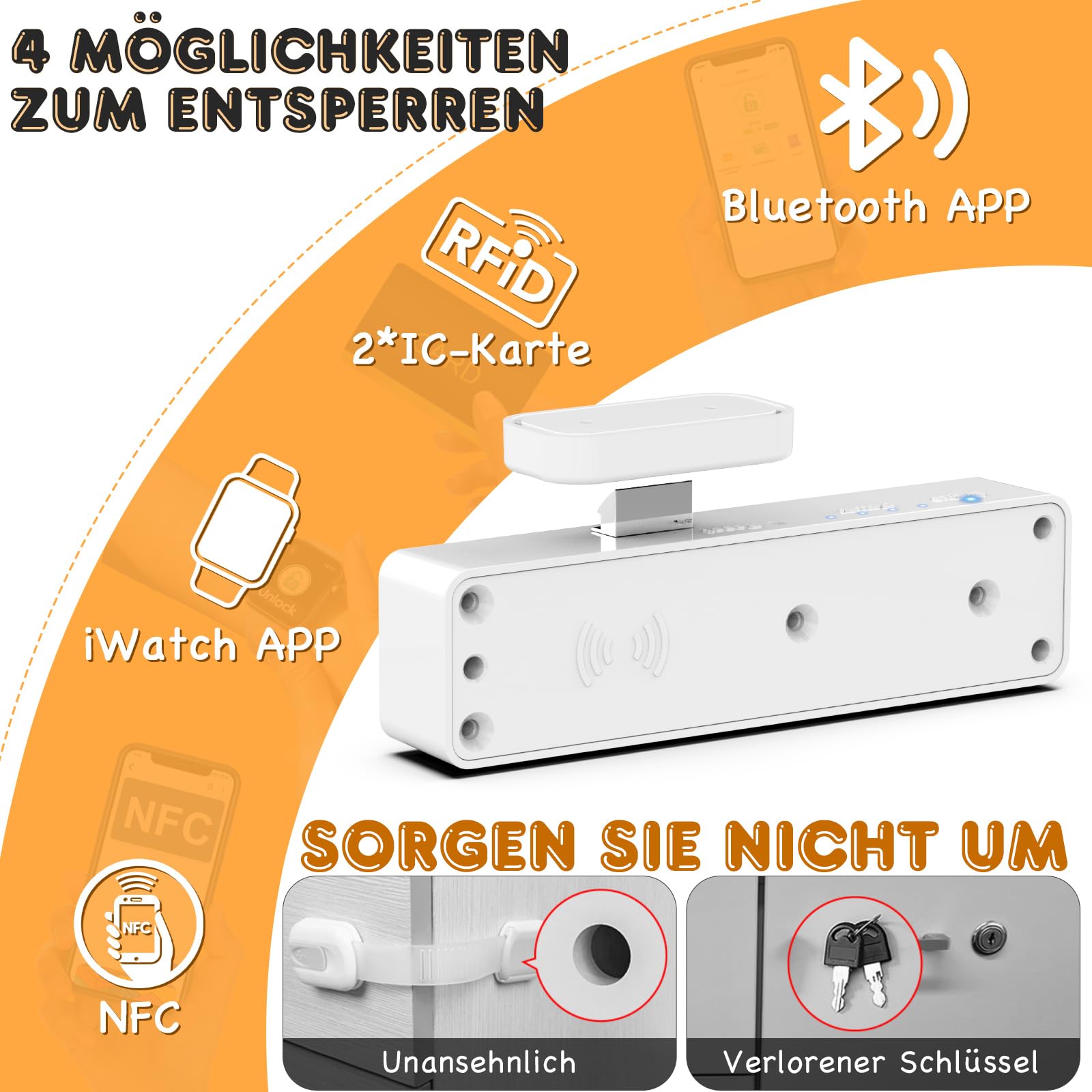 Anweller Smart Serrure de tiroir, électronique, pour placard, meuble avec application NFC - Serrure de boîte aux lettres - Sécurité enfant - Pour armoire, tiroir, boîte