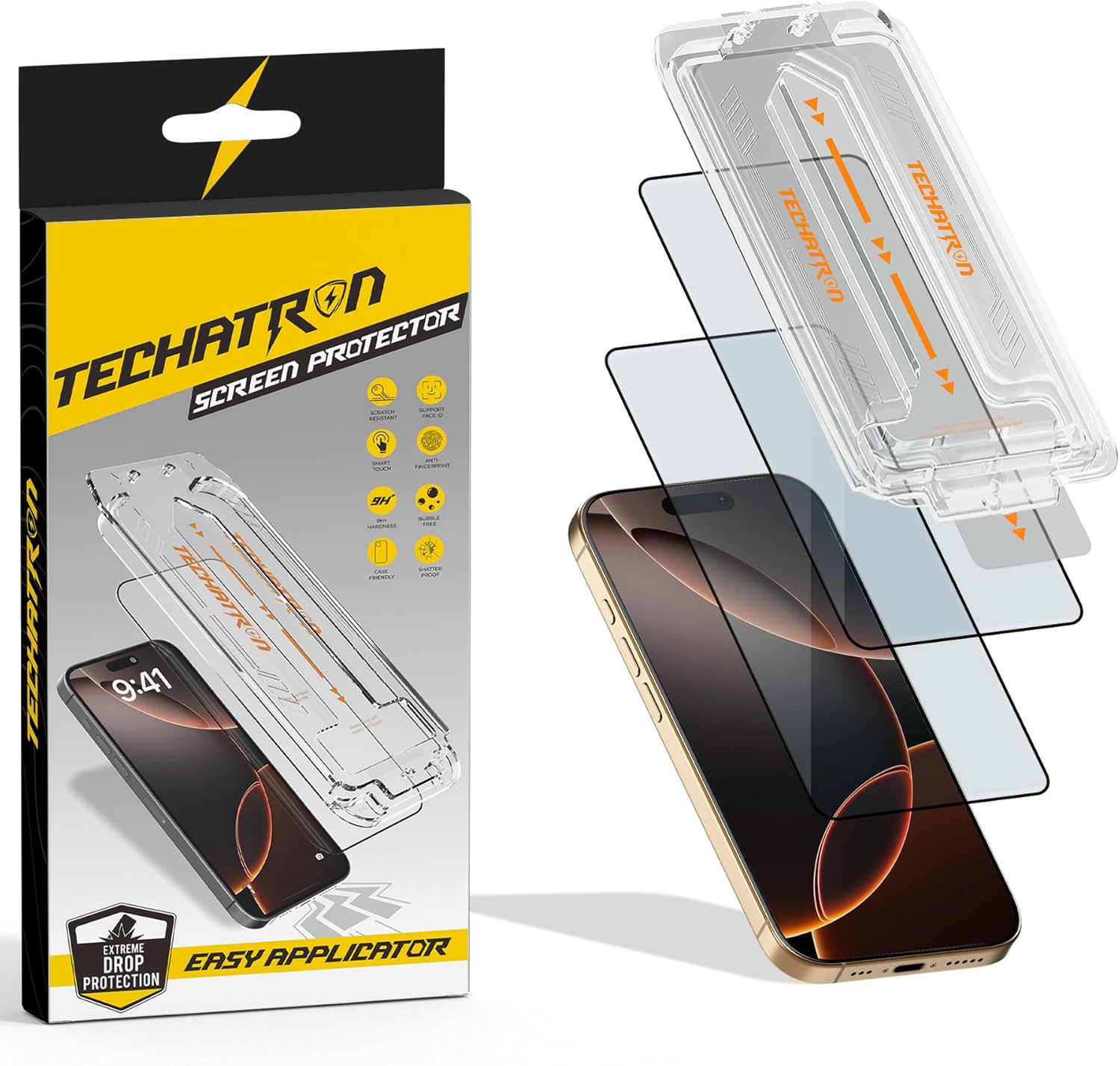 Tempered Glass for iPhone 16 Pro Screen Protector, Easy Install, 9H+ Hardness, Edge to Edge Coverage, Thin & Ultra Clear, Easy Applicator, Pack of 2 Tempered Glass for iPhone 16 Pro Screen Protector, Easy Install, 9H+ Hardness, Edge to Edge Coverage, Thin & Ultra Clear, Easy Applicator, Pack of 2