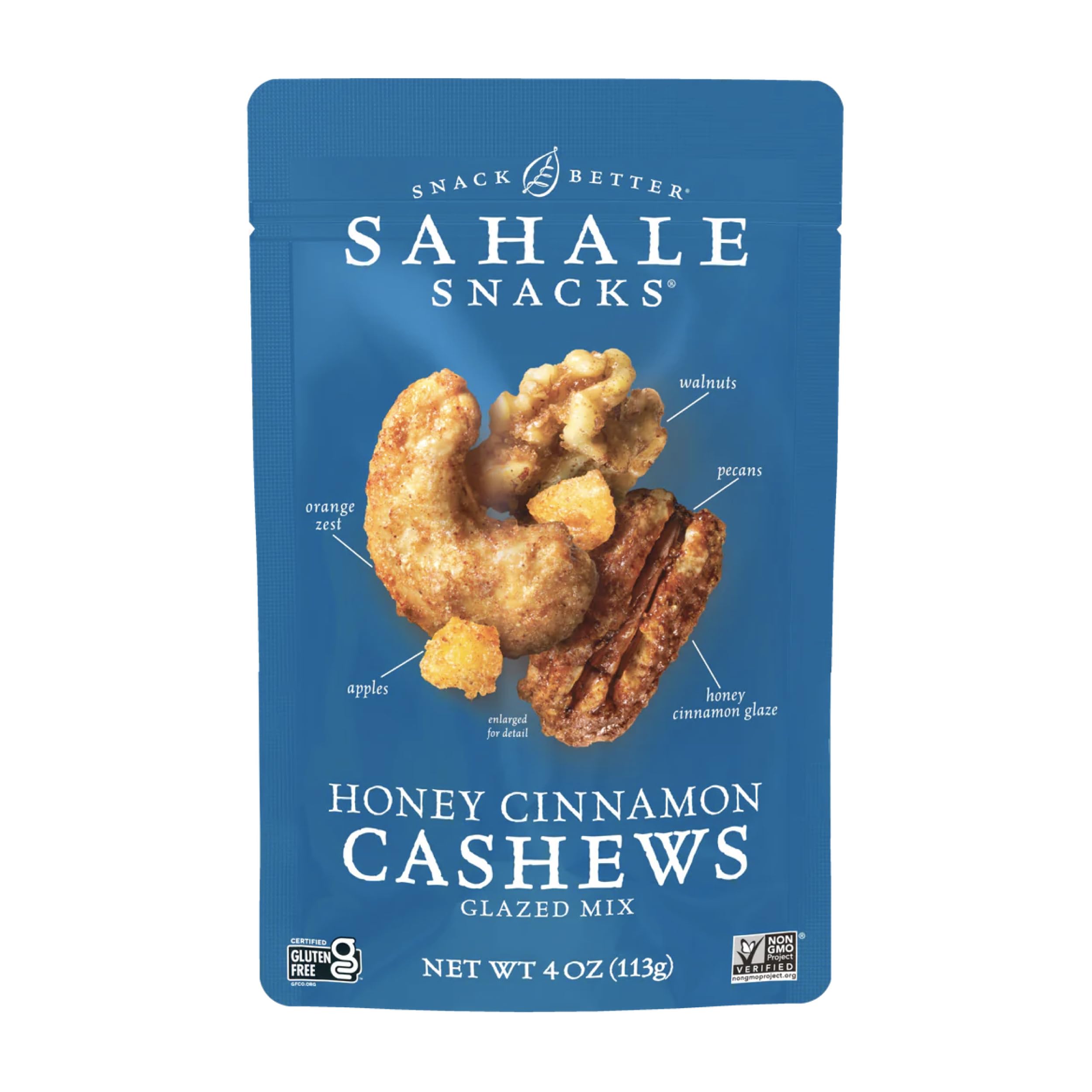 Sahale Snacks Honey Cinnamon Cashews Glazed Mix, 4 Ounce (Pack of 6)