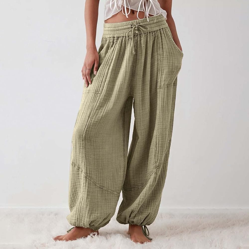 Dpptgh Damen Baggy Hose - Weite Barrel Pants Mit Kordelzug
