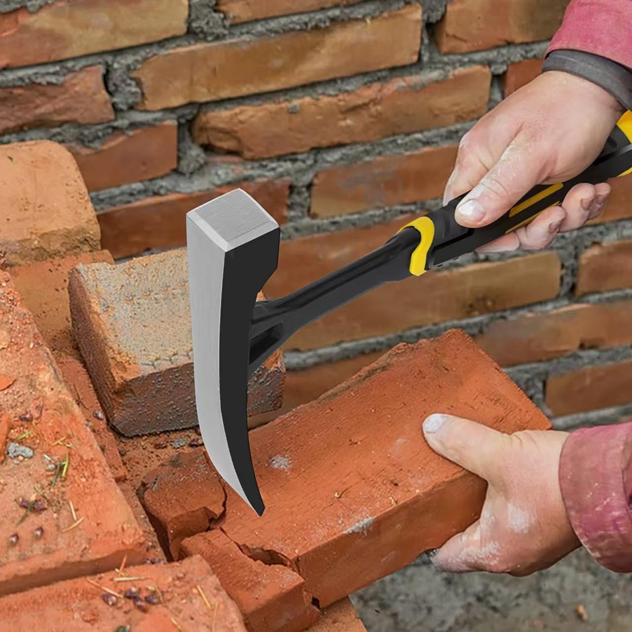 Bricklayer's Hammer Mason's Hammer - 20 oz Masonry Tool with Forged Steel Construction & Shock-Absorbing Grip