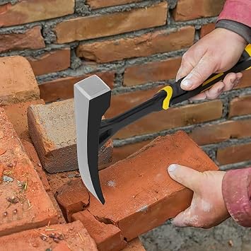Bricklayer's Hammer Mason's Hammer - 20 oz Masonry Tool with Forged Steel Construction & Shock-Absorbing Grip