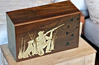 URN BOX FOR ASHES WITH engraving design Hunters man Army man ashes storage box Wooden Pet, Dog, Cat Urns Ashes Cremation Urn for Ashes Handcrafted 250 LBS (Small (114 Cu/in)) (Medium [150 Cu/in])