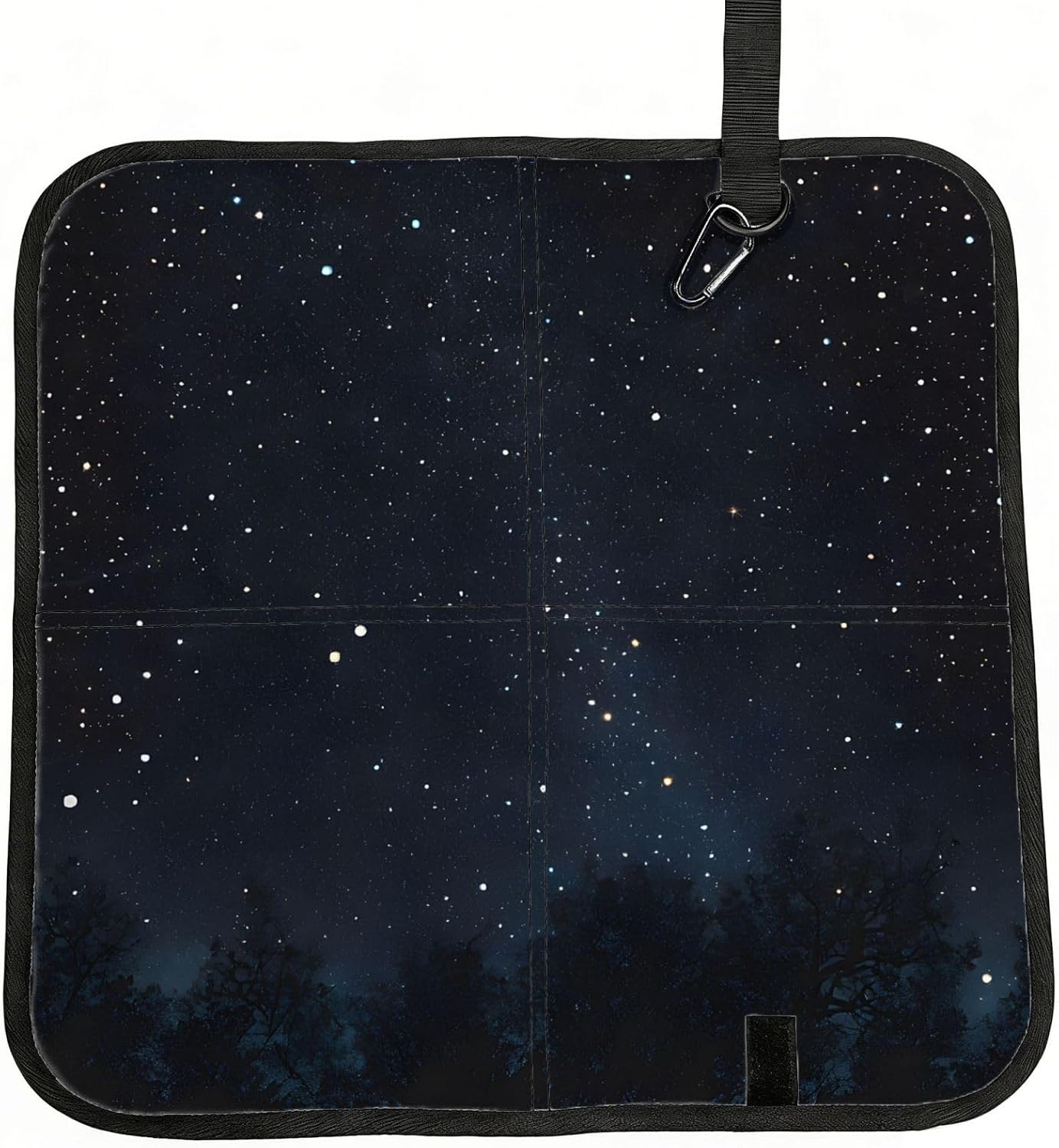 (Black Glitter) Sitting Pad Foldable Seat Cushion Lightweight Camping Seat Mat with Hook for Outdoor Hiking Picnic Camping