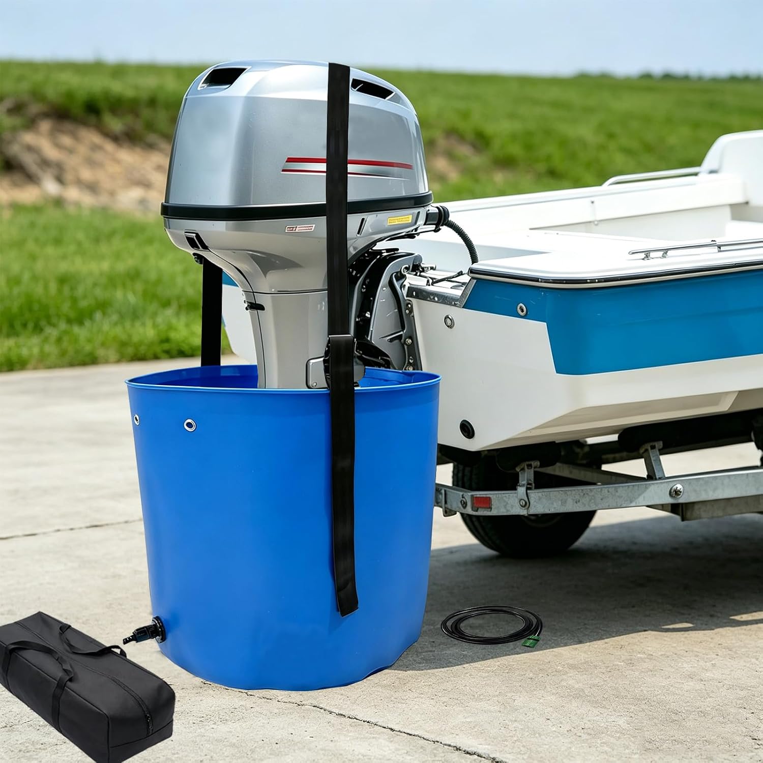 Outboard Motor Flushing Bag – Fits 0-360HP Outboard Engine, Blue