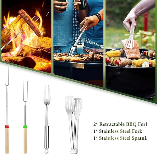 Miniatura 4 de Juego de utensilios de cocina para acampar, herramientas de parrilla de acero inoxidable, equipo y accesorios de utensilios de cocina para barbacoa