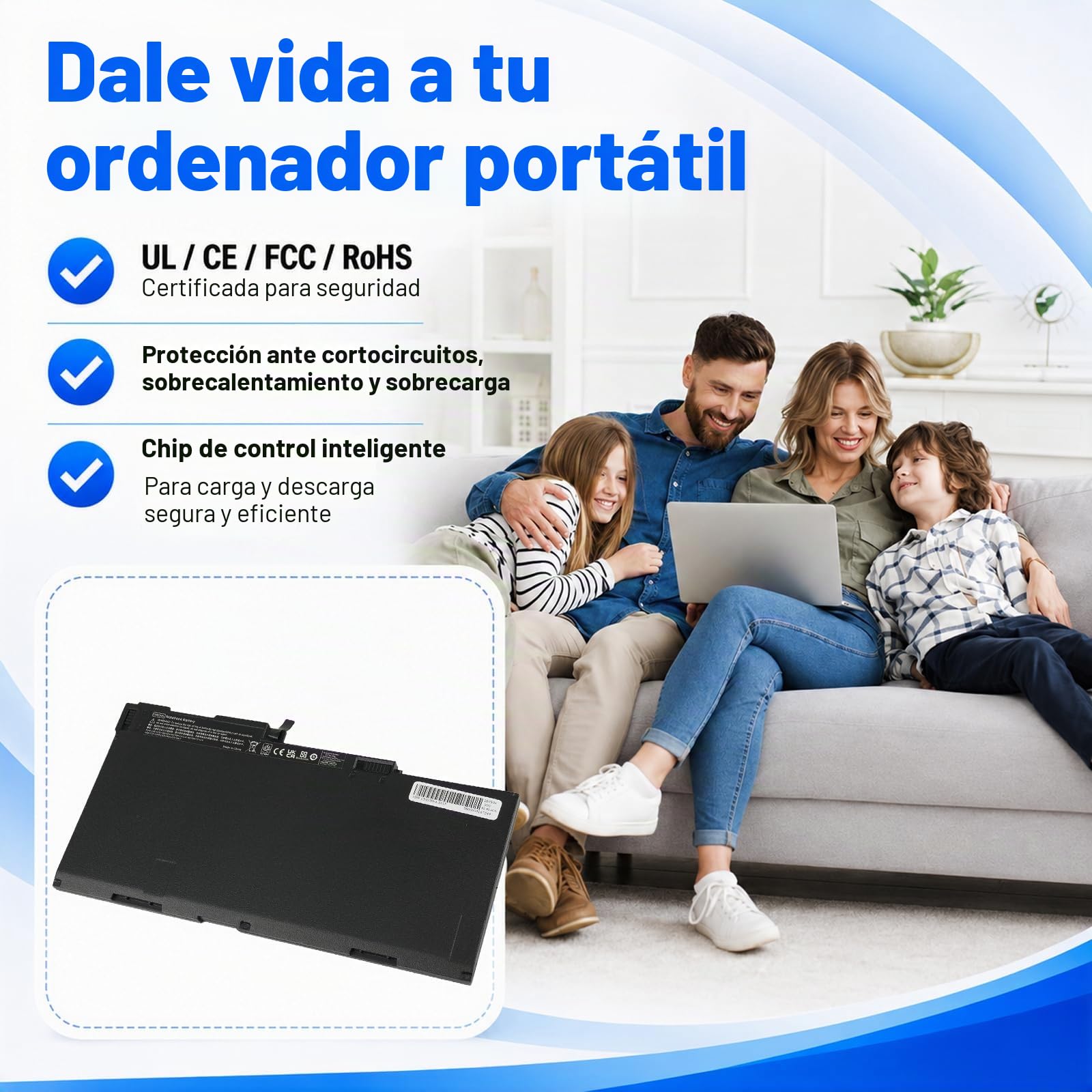 CM03XL 717376-001 Batería de portátil Compatible con HP 840 845 850 855 740 745 750 755 G1 G2 ZBook 14 G2 15u Series HSTNN-LB4R 716723-271 CO06 CO06 XL [ 11 1 V/4500 mAh]