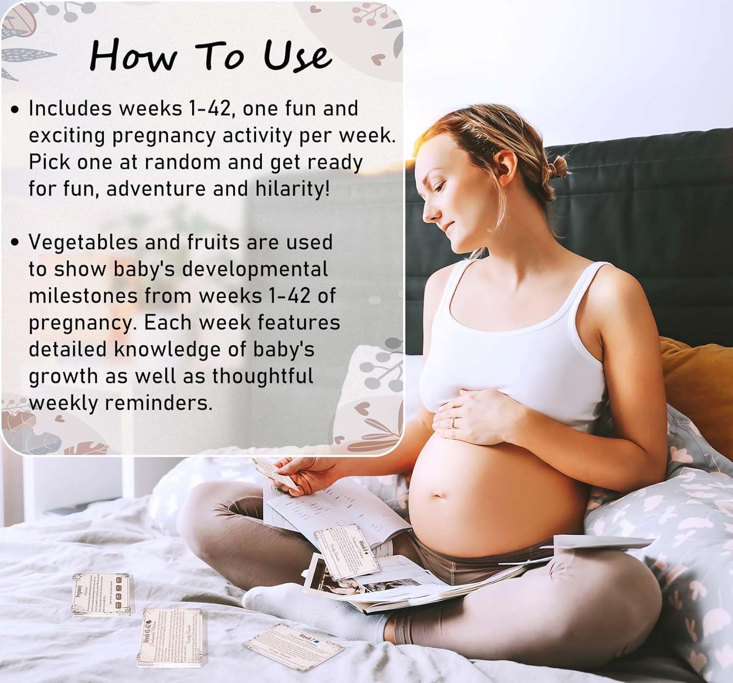 Garybank New Mom Gifts 2024- Love at First Sight Ultrasound Picture Frame, w/ Weekly Pregnancy Milestone Cards & Pregnant Activities Cards, Gender Reveal Pregnancy Gifts for Pregnant Women from Sister - Image 7