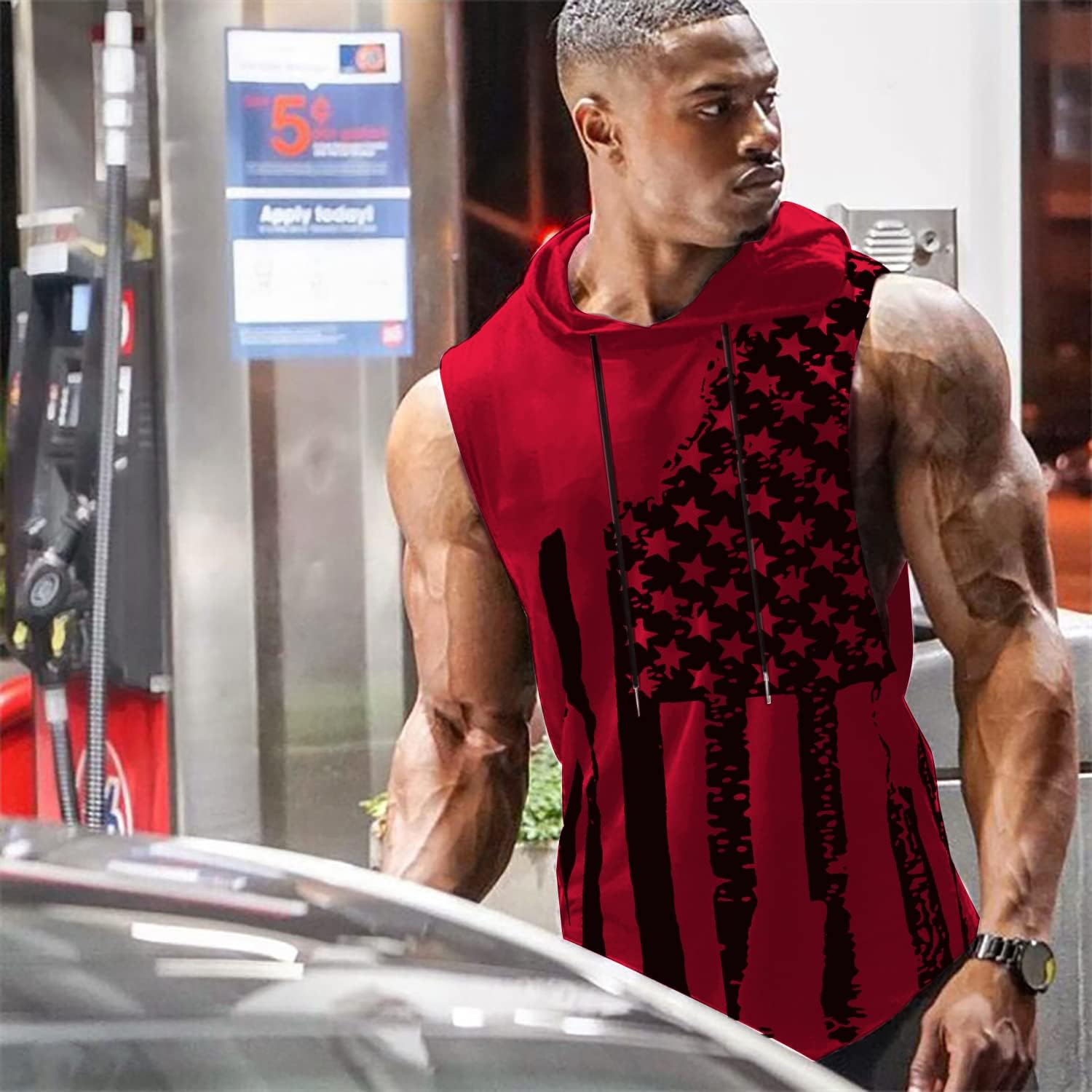 Babioboa Men's Workout Hooded Tank Tops Sports Training Sleeveless Gym Hoodies Bodybuilding Cut Off Muscle Shirts - Image 2