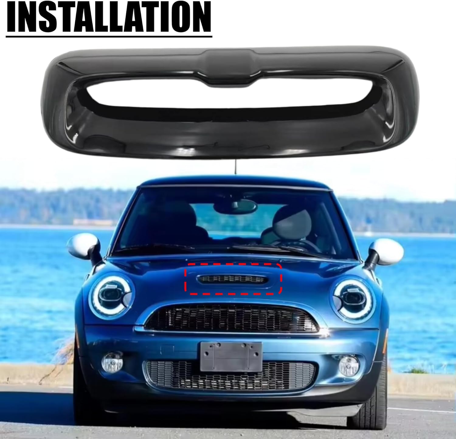 Hood Scoop Vent Grille OE 51132756095 51132756096 51137148827 Painted Black Airflow Replacement for MINI R55 R56 R57 R58 R59 Cooper S/JCW 2007-2013