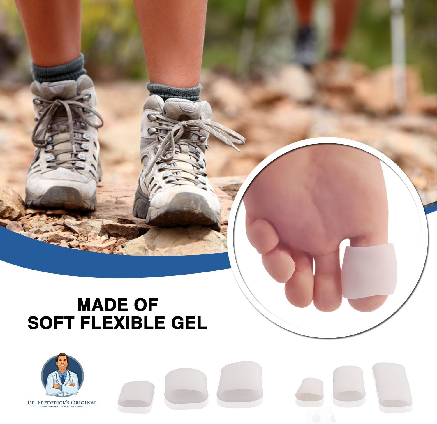 Dr Frederick’s Original Gel Toe Tubes 12 Piece Variety Pack - Small, Medium and Large Sizes - Toe Protectors & Separators for Calluses - Blisters - Corns