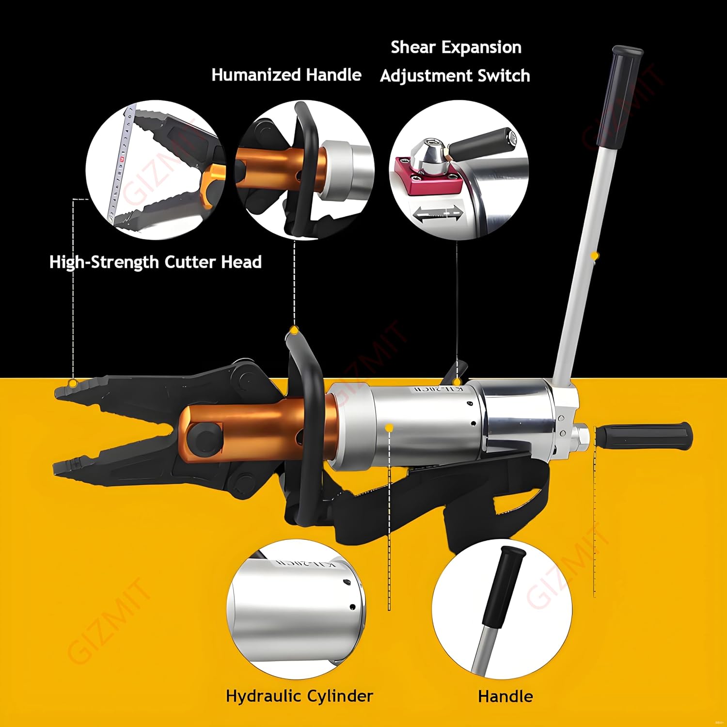 Hydraulic Rescue Clamp, Manual Fire Rescue Tools, 18T Shearing Force, Hydraulic Spreader Pliers, for Firefighters, Electricians and Plumbers, Aluminum Box Packing