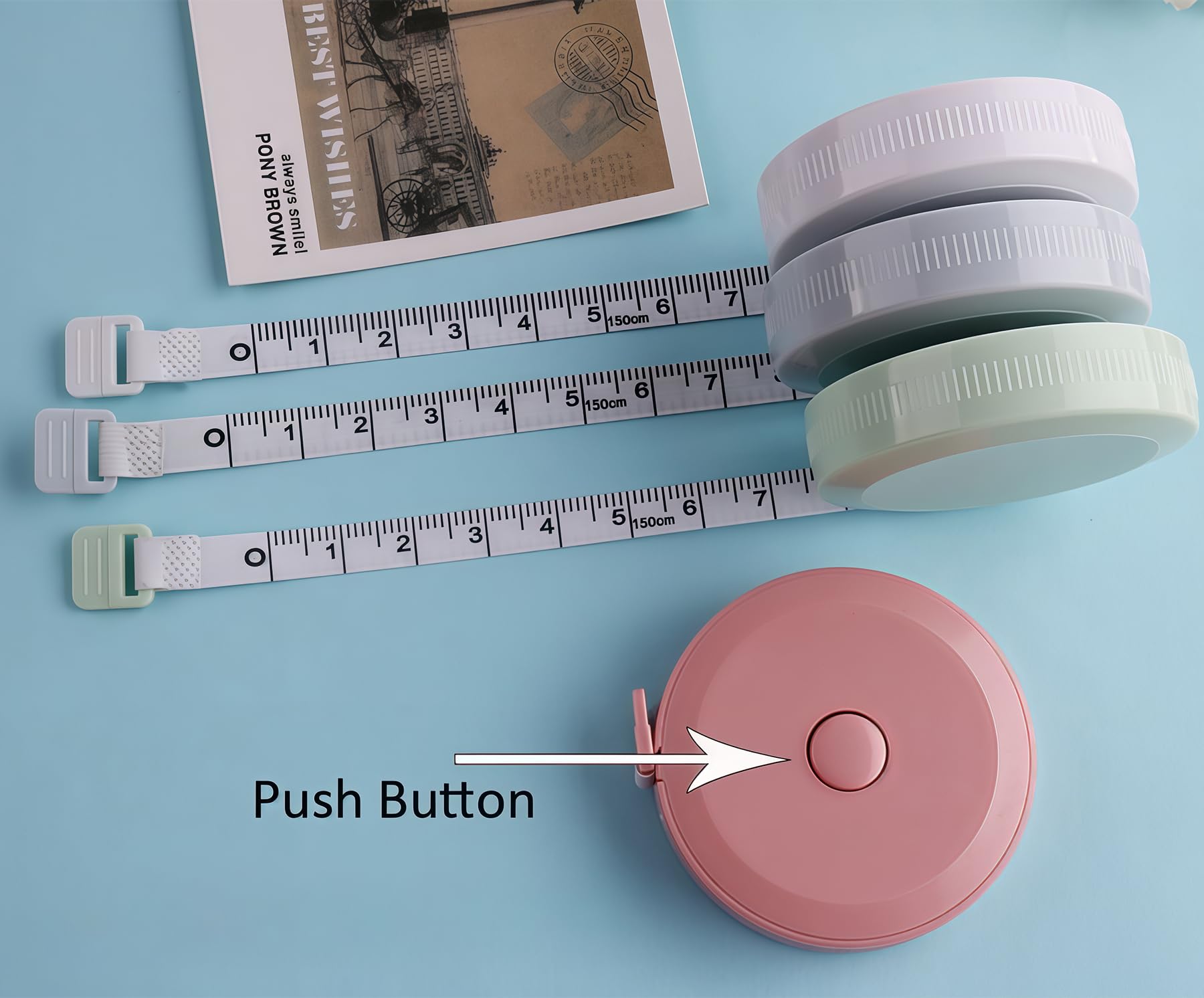 3 Pack Soft Tape Measure - 60 Inch / 150cm Retractable Sewing Tailor Ruler With Push Button