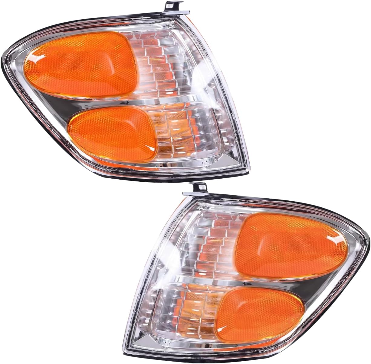 PIAOYUE- For 2001 2002 2003 2004 Toyota Sequoia Tundra Turn Signal Lights Front Left+Right Side 1 Pair Black Housing Yellow and Clear Lens