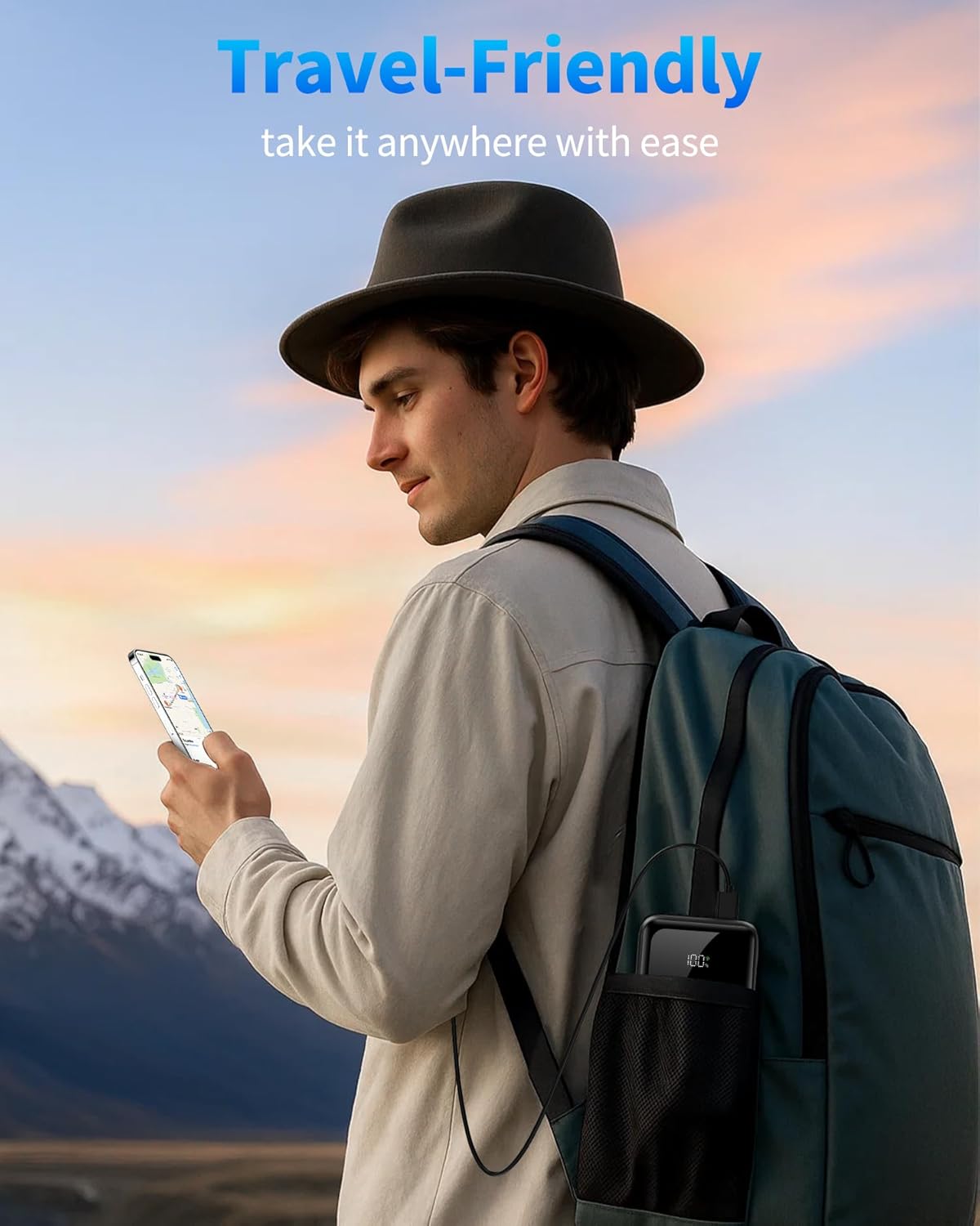 Portable Charger, 40000mAh Power Bank 22.5W Fast Charging, Built-in 2 Output Cable, Type-C Mobile Charger 5 Devices Simultaneously LCD Display for iPhone and Android Phones and Most Electronic Devices - Image 8