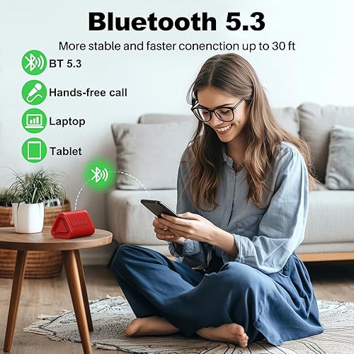 Miniatura 5 de Bobtot Altavoz Bluetooth portátil inalámbrico, IPX7 pequeño altavoz de ducha impermeable, tiempo de reproducción de 15 horas, sonido fuerte y