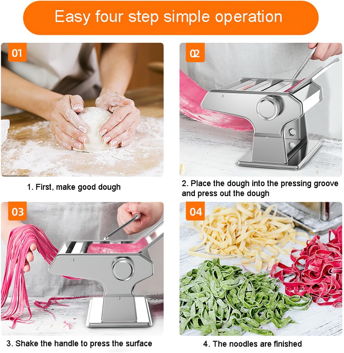 Thickened three knife manual spaghetti making machine, with 8 gears to adjust the thickness of dough, suitable for homemade spaghetti, dumplings and Wonton skins