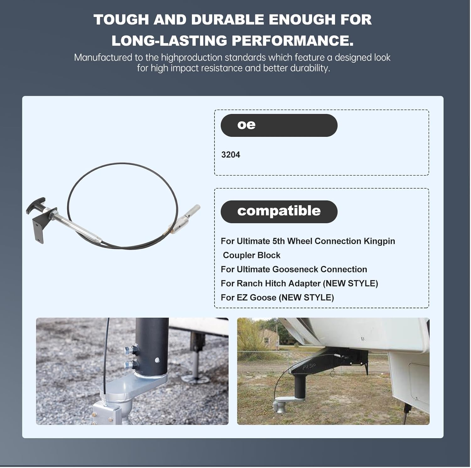 3204 Remote Latch Cable for Andersen Hitches Fit for Ultimate 5th Wheel Connection Kingpin Coupler Block, Ultimate Gooseneck Connection, Ranch Hitch Adapter, EZ Goose