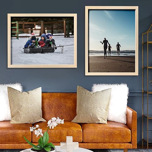 Miniatura 9 de Juego de 2 portarretratos de 12 x 16 pulgadas, madera de roble macizo de 11 x 14 pulgadas con paspartú o de 12 x 16 pulgadas sin paspartú, para