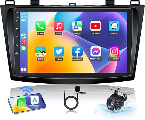 Miniatura 10 de Fortdows Estéreo de coche Android 11 para Mazda 3 2010-2013 con Carplay inalámbrico y Android Auto, 2+32 GB de 9 pulgadas Radio de coche con