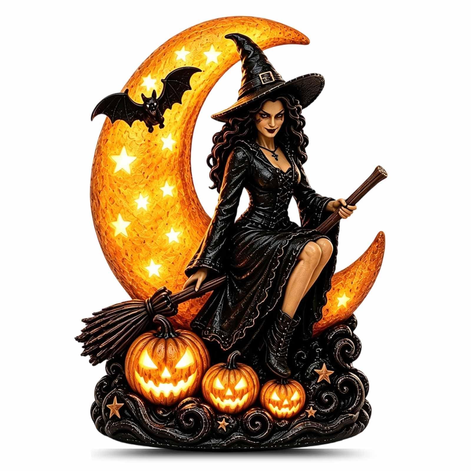 ​Halloween Witch Lamp, Gothic Moon and Pumpkins LED Night Light