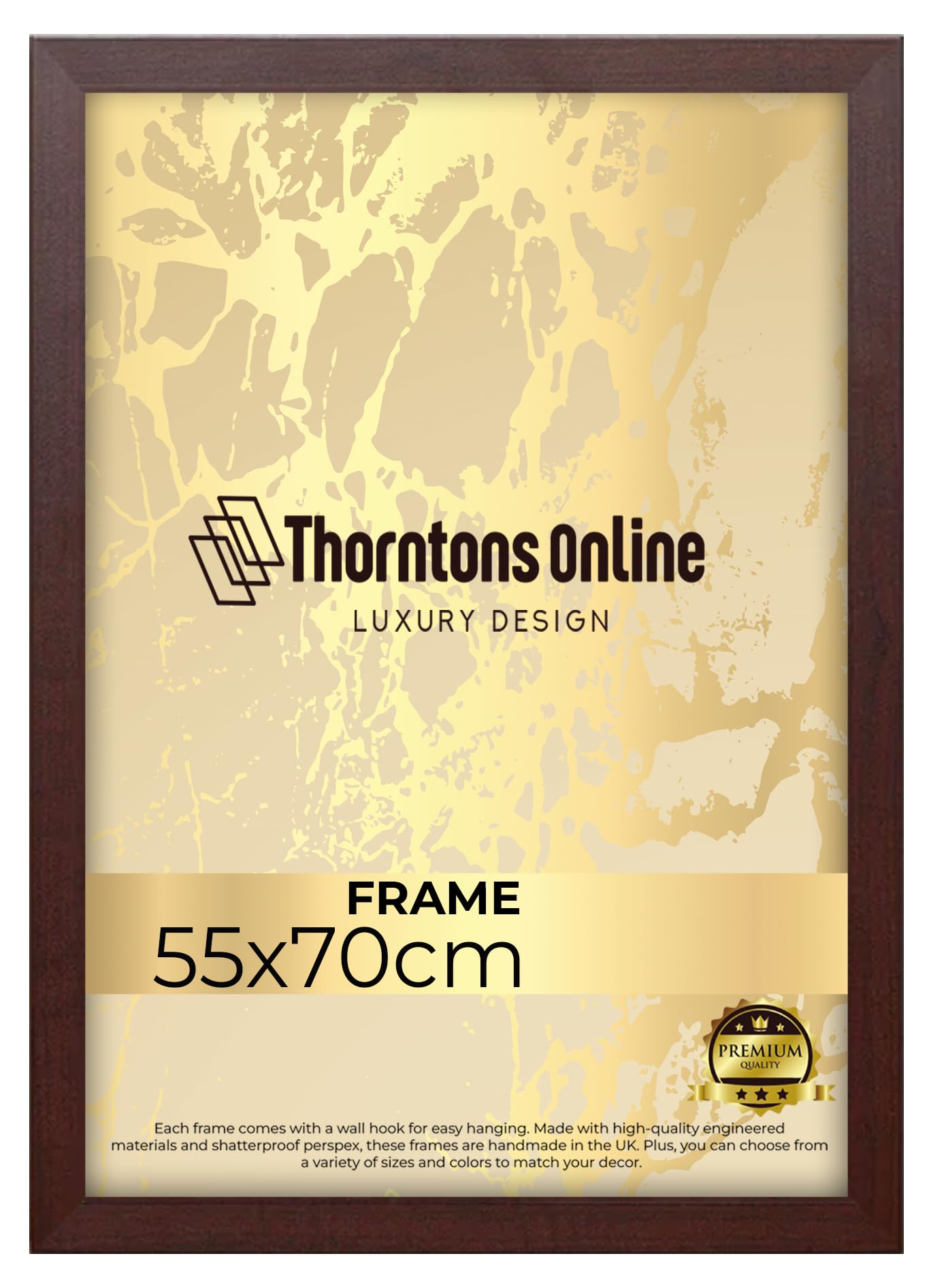 Poster Frame - Mahogany 55x70 cm mdf backing with both ways hanging hooks |Picture Photo frame 70x55cm |Acrylic front | Home & Office Decor