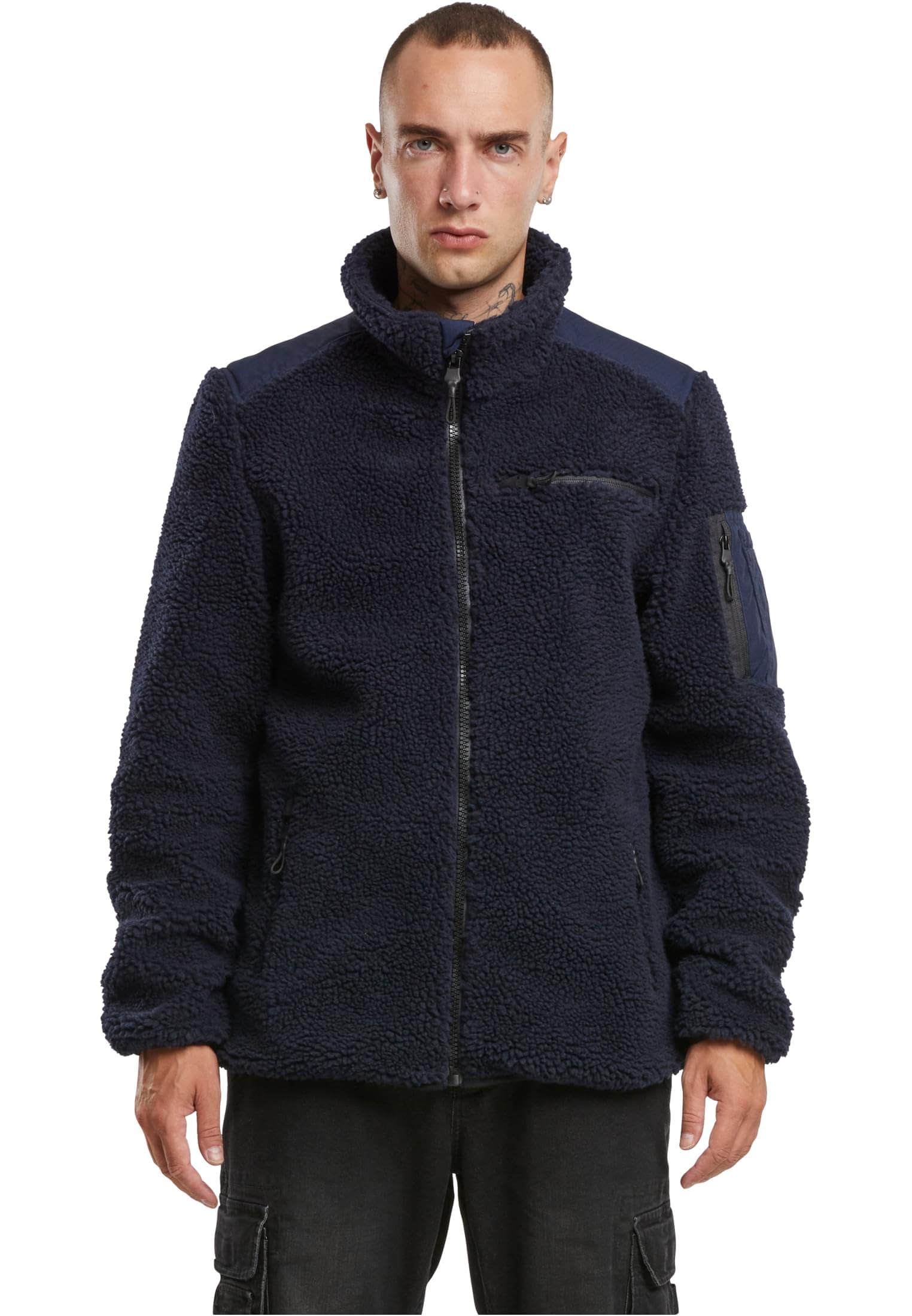 Brandit Ramble Teddy Fleece Hombre Chaqueta entre-tiempo Negro 100% poliéster