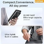 COPINK Power Bank with Built in Cables, 25000mAh Fast Charging Portable Charger,5 Output 2 Input LED Display Slim External Battery Pack for iPhone, Samsung, Android Phones, Tablets