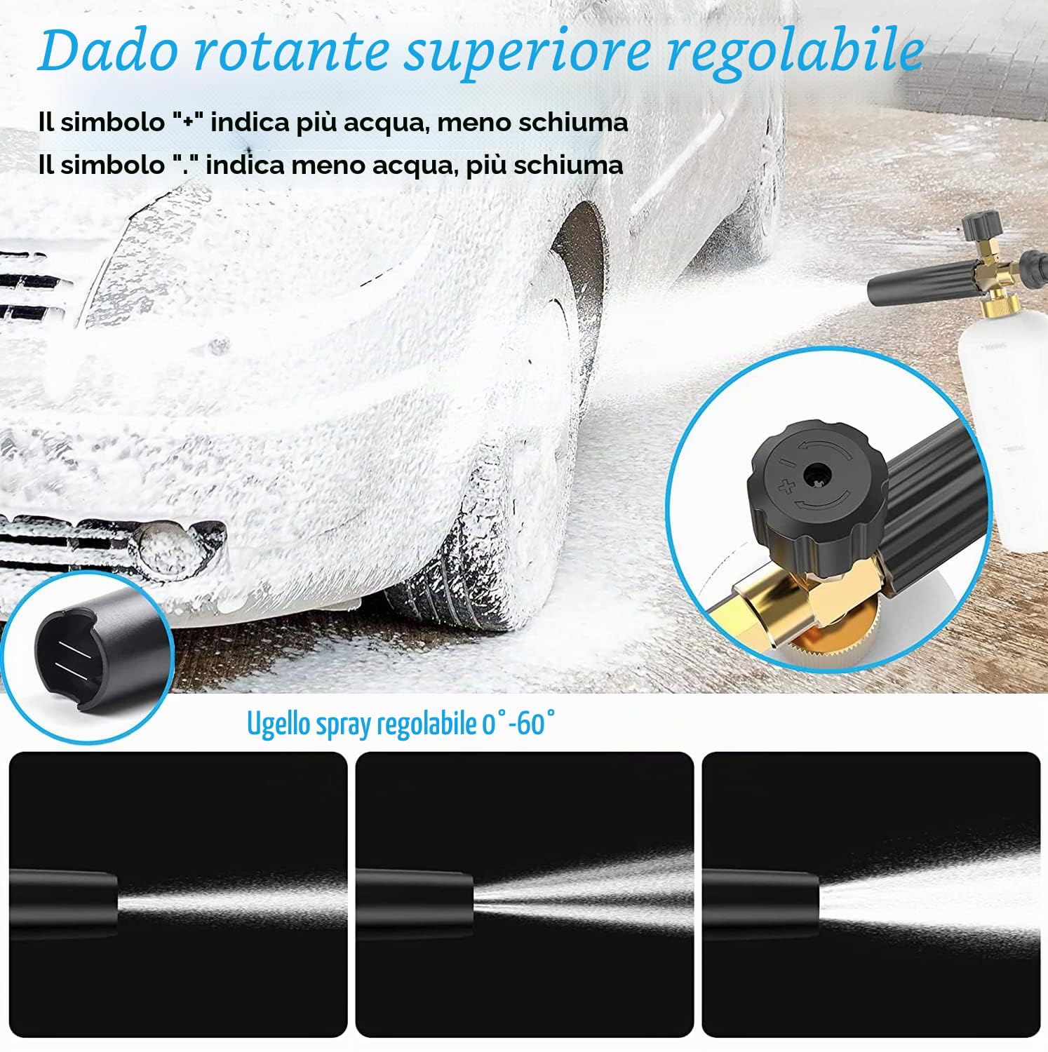 Stone Banks Pistola ad a Rondella ad Alta Pressione con 1L Regolabile Lancia Schiuma da Neve Ugello Schiuma Cannone, Pistola per Idropulitrice con Connettore M22 per Auto Pulizia di Windows