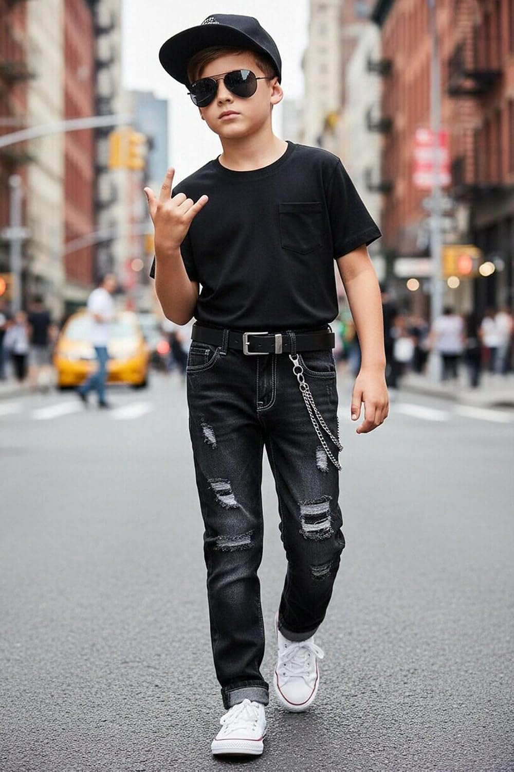 Boy's Skinny Fit Ripped Destroyed Distressed Fashion Kids Denim Jeans Pants