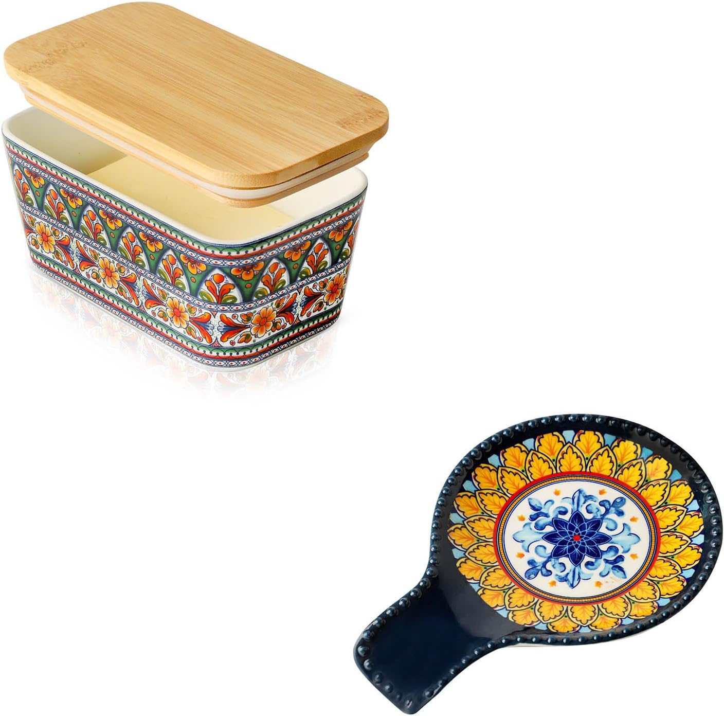 Boho Butter Dish and Spoon Rest Bundle