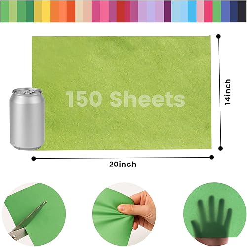 Miniatura 5 de 3 Otters 150 hojas de papel de seda, papel de seda de 14 x 20 pulgadas para bolsas de regalo, 30 colores, suministros de envoltura de regalo,