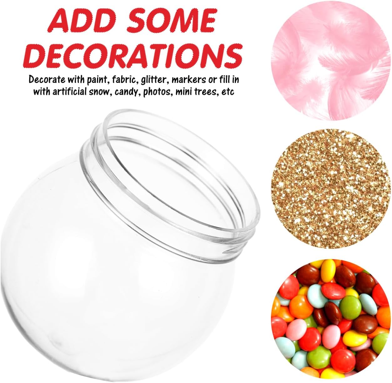 20pcs Plastic Snow Globe DIY Snow Globe Clear Plastic with Screw Off Water Globe Jar Empty for DIY Crafts Christmas Home Decoration (L*H: 5.3 x 6CM) - Image 4