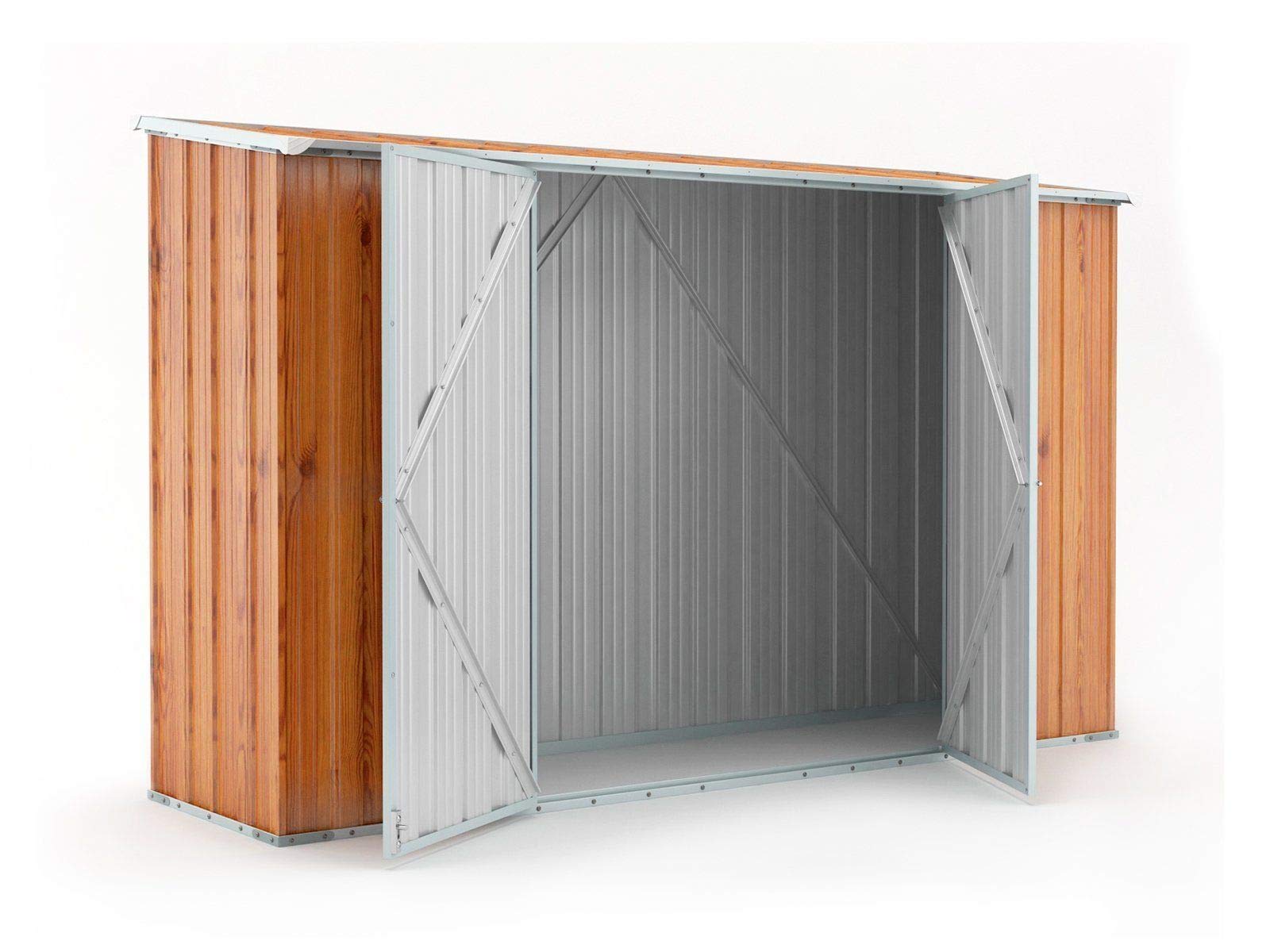 Notek Box in Acciaio Zincato Casetta da Giardino in Lamiera 3.07 x 1.00 m x h1.92 m - 67 kg – 3,07 Metri Quadri – Legno