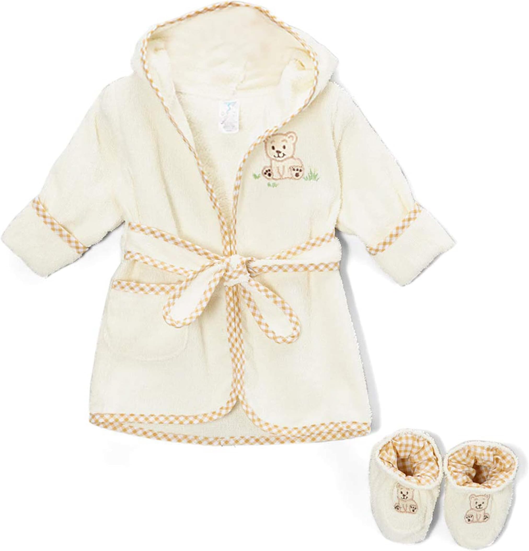 100% Cotton Hooded Terry Bathrobe with Booties Baby One Size Gifts — Shower