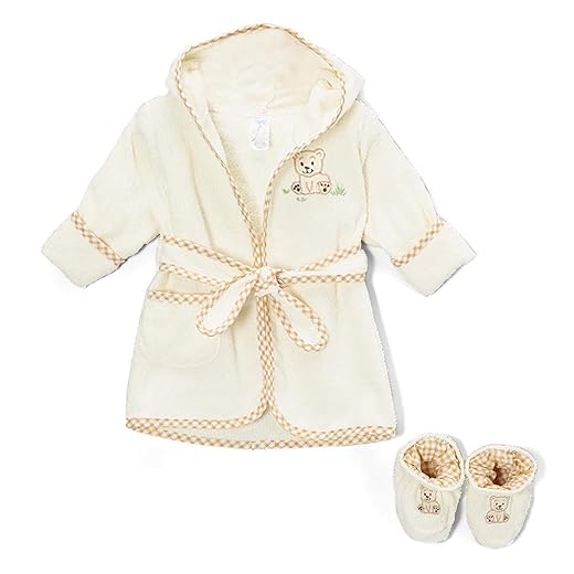 Spasilk 100% Cotton Hooded Terry Bathrobe with Booties Baby One Size Gifts — Shower