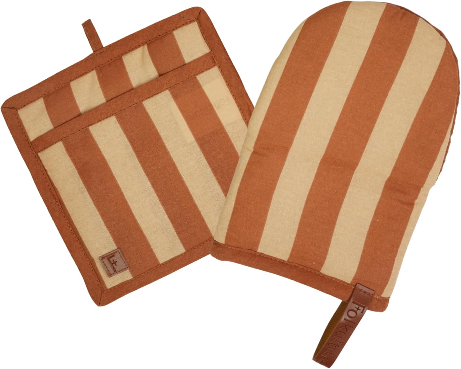 Folkulture Pot Holders & Oven Mitts Set for Kitchen, Caramel Pack of 2(8x8)