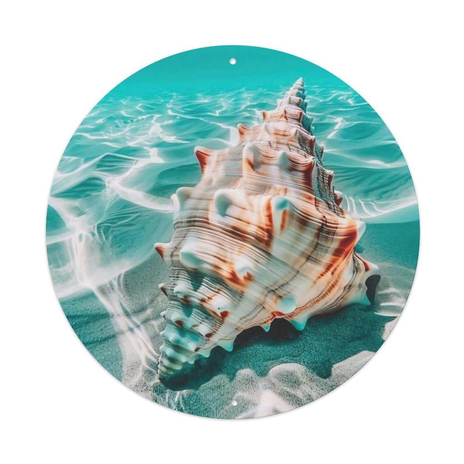 Cwbufd Vintage Style Marine Animals Rapan Shell Seabed Sunlight Underwater Coastal Nature Vintage Metal Tin Sign Plaque Wall Decor For Cafe, Club Bar, Office, Garden Metal Poster 8X8inch