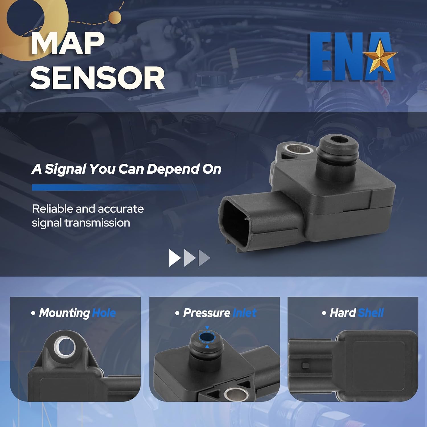 ENA Manifold Absolute Pressure Sensor Compatible with 2001 2002 2003 2004 2005 2006 2007 Honda Acura Saturn Civic Accord CRV Odyssey Pilot Element MDX RSX TSX TL Vue Replacement for AS191 AS408