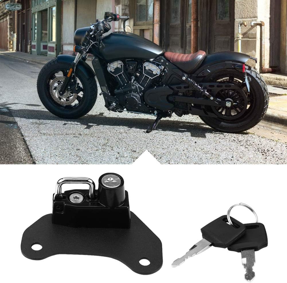 Qiilu Motorcycle Helmet Lock, Key Lock, Black, Compact