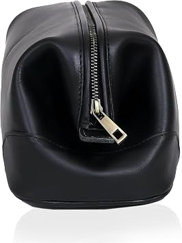 HLC Leather Toiletry Bag for Men Best Gift Premium Genuine Dopp Kit Shaving Kit Organizer Travel Kit Pouch Bag 10 inch Size (Black)