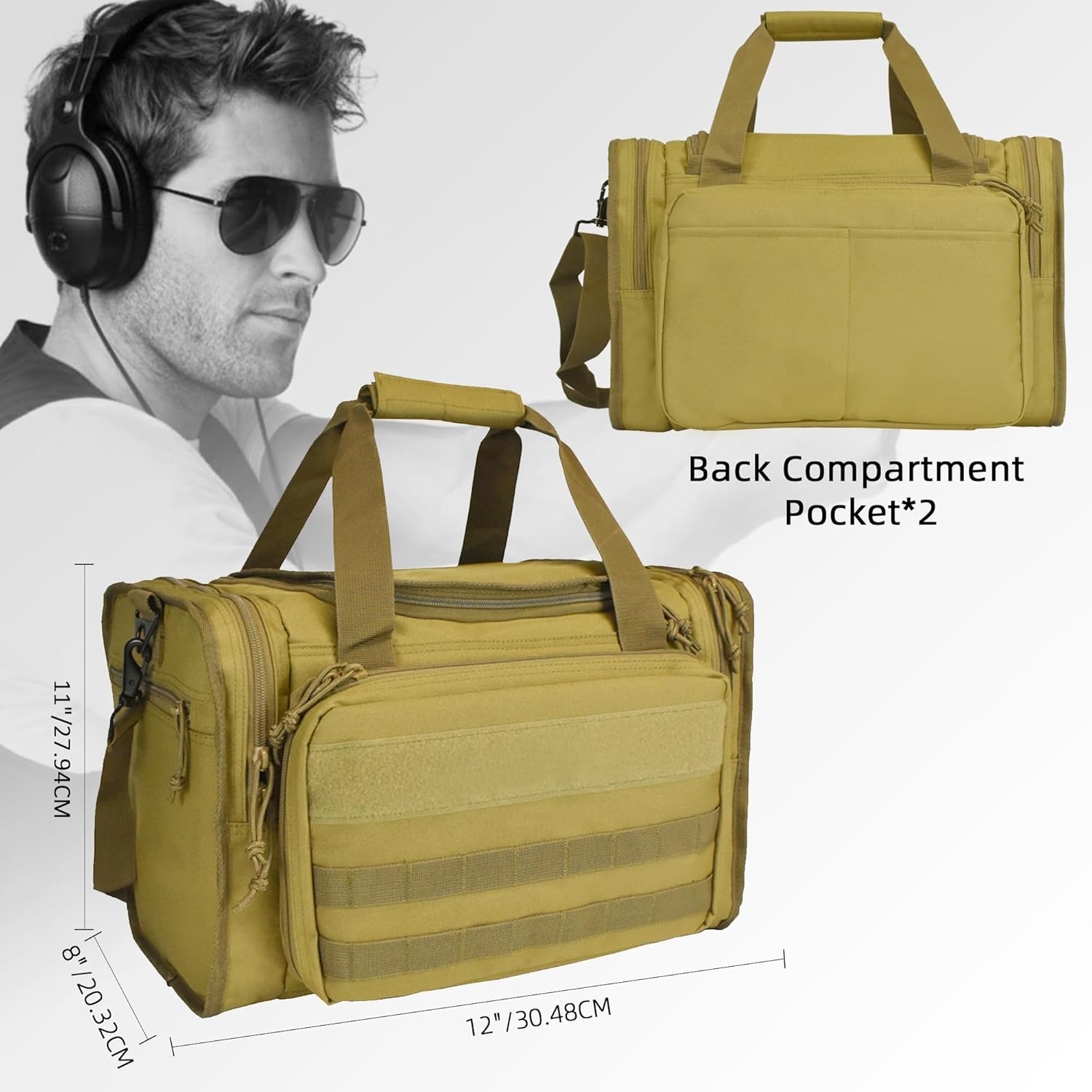 Pistol Range Bag for 5 Handguns, Tactical Gun Range Bag with 10 Magazine Slots, Large Shooting Duffle Range Bag with Padded Shoulder Strap & Extra Pockets for Ammo and Essentials