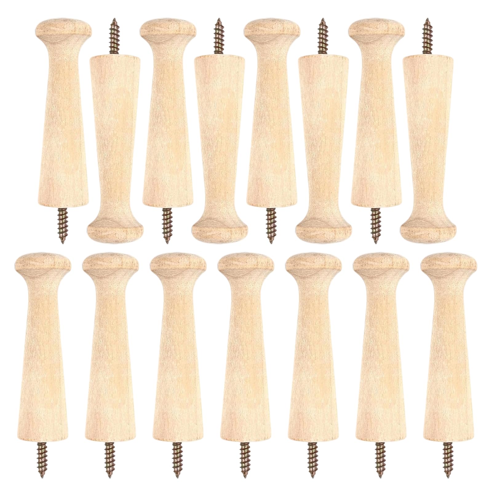 Uosiwya Beige 15 Pcs Wooden Coat Hooks, Shaker Peg Hooks Coat Pegs 69 X 21 Mm Screw-On Wood Racks Hook For Towel Hats Clothes Bags