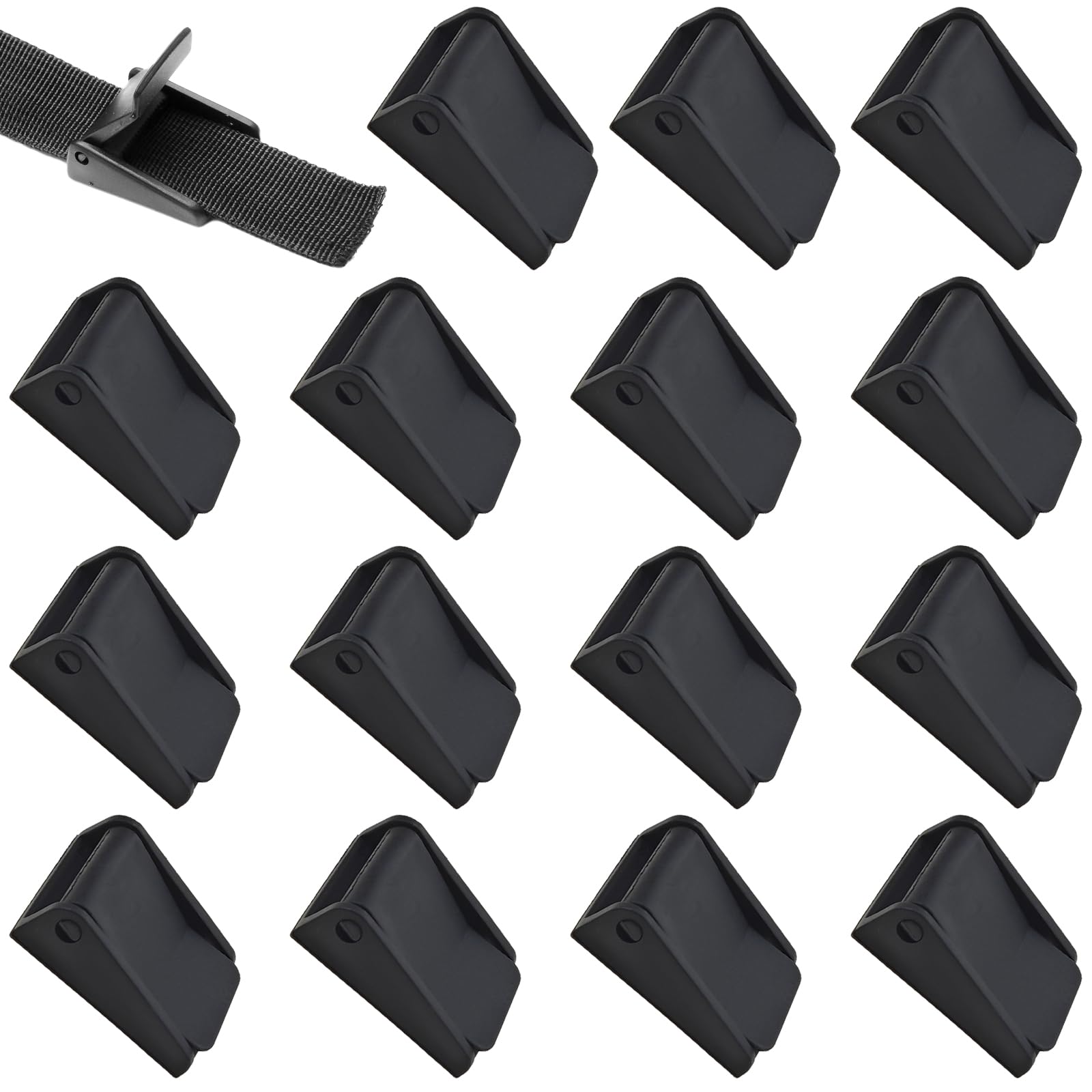 Capiant 15 PACK 25mm/ 1 inch Buckle Clips for Tie-Down Straps, Cam Buckle, Webbing Buckle, Black Toggle Clip Backpack Straps for DIY Craft Backpack