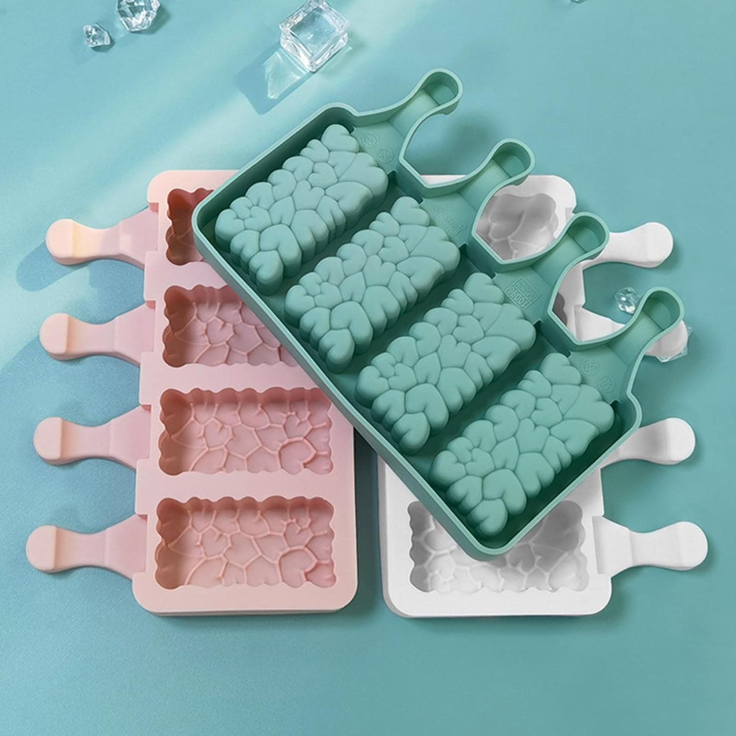 4 Cell Heart Popsicles Mold Non-stick Silicone Ice Cream Molds Homemade Dessert Ice-Pop For Kids Kitchen Supplies