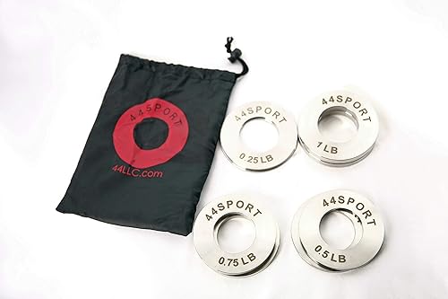 Miniatura 2 de 44SPORT - Placas de acero fraccionadas olímpicas - Par de pesos de 14, 12, 34, 1 libra (8 en total)