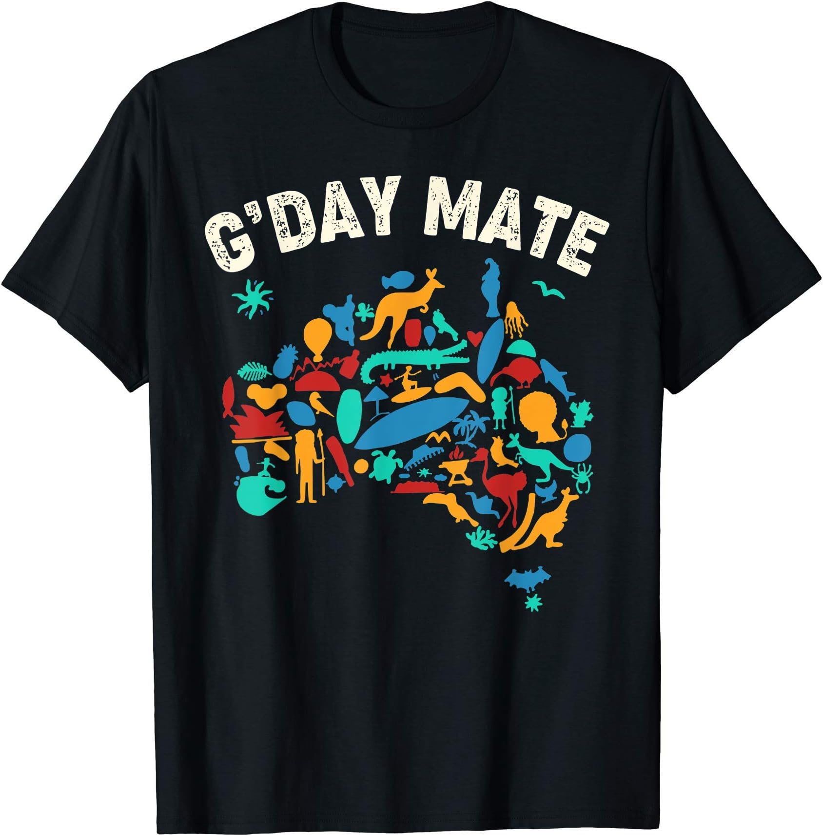 G'Day Mate Toddler Shirt Funny Map Australian Animals T-Shirt