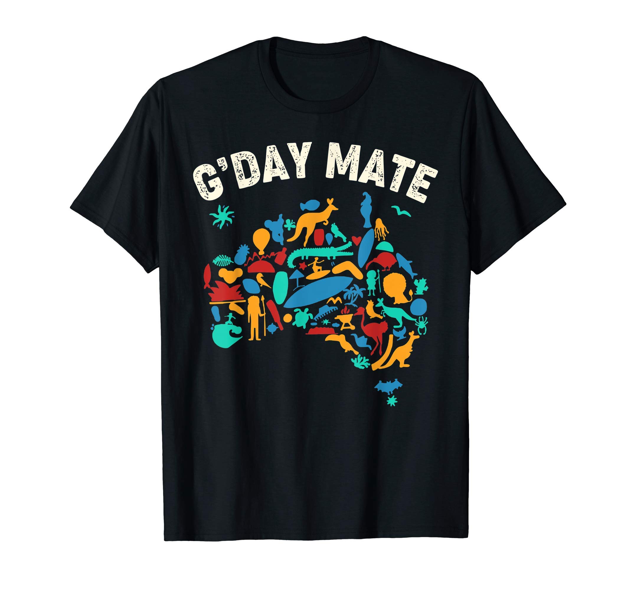 G'Day Mate Toddler Shirt Funny Map Australian Animals T-Shirt