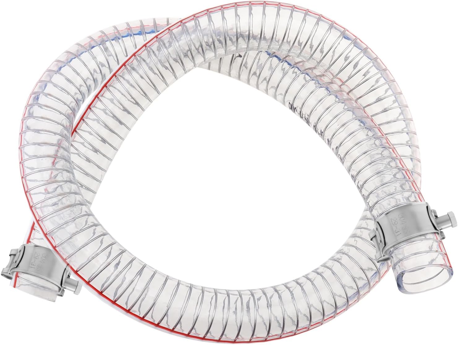 3.28Ft Vacuum Hose Suction Flexible Hose 1 inch ID x 1-1/4 inch OD Wire Hose PVC for Agricultural Water Pump Connection with Clamps, Drain Vinyl Suction Flexible Tubing